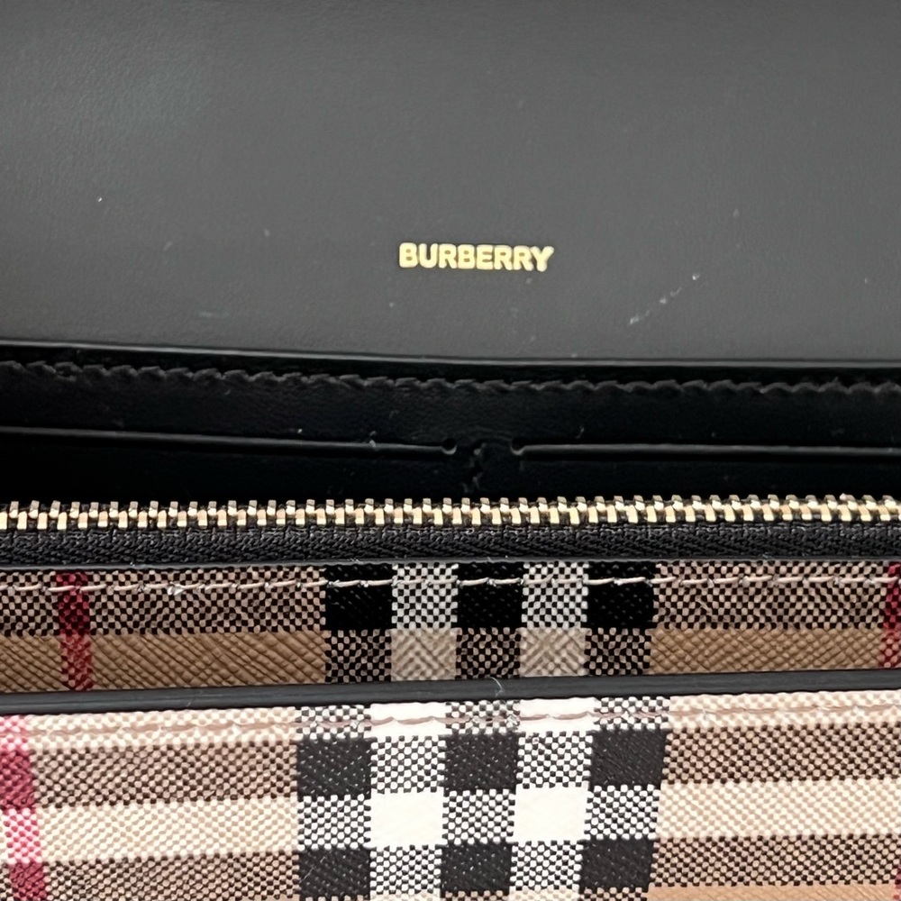 Burberry Check Leather Crossbody Bag in Black - Picture 10 of 13